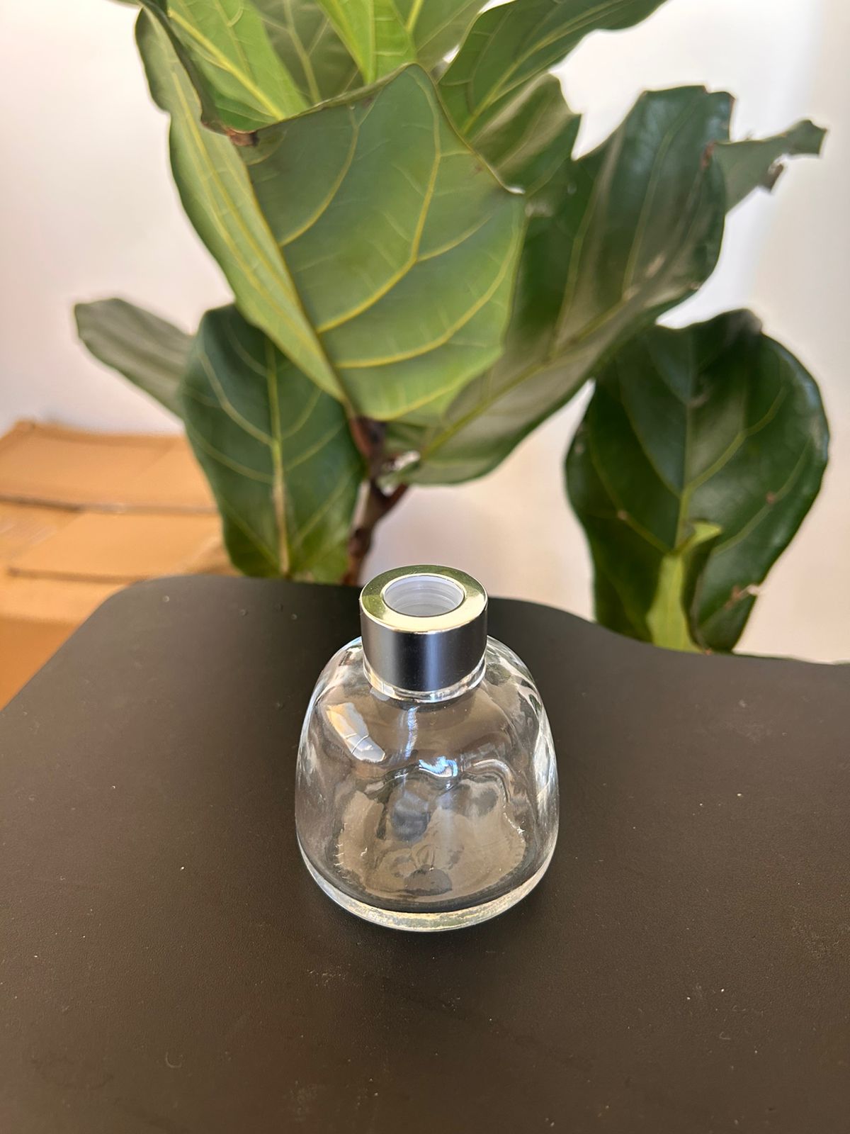 ENVASE VIDRIO CON TAPA METALICA PLATEADA Y DORADA 100ml