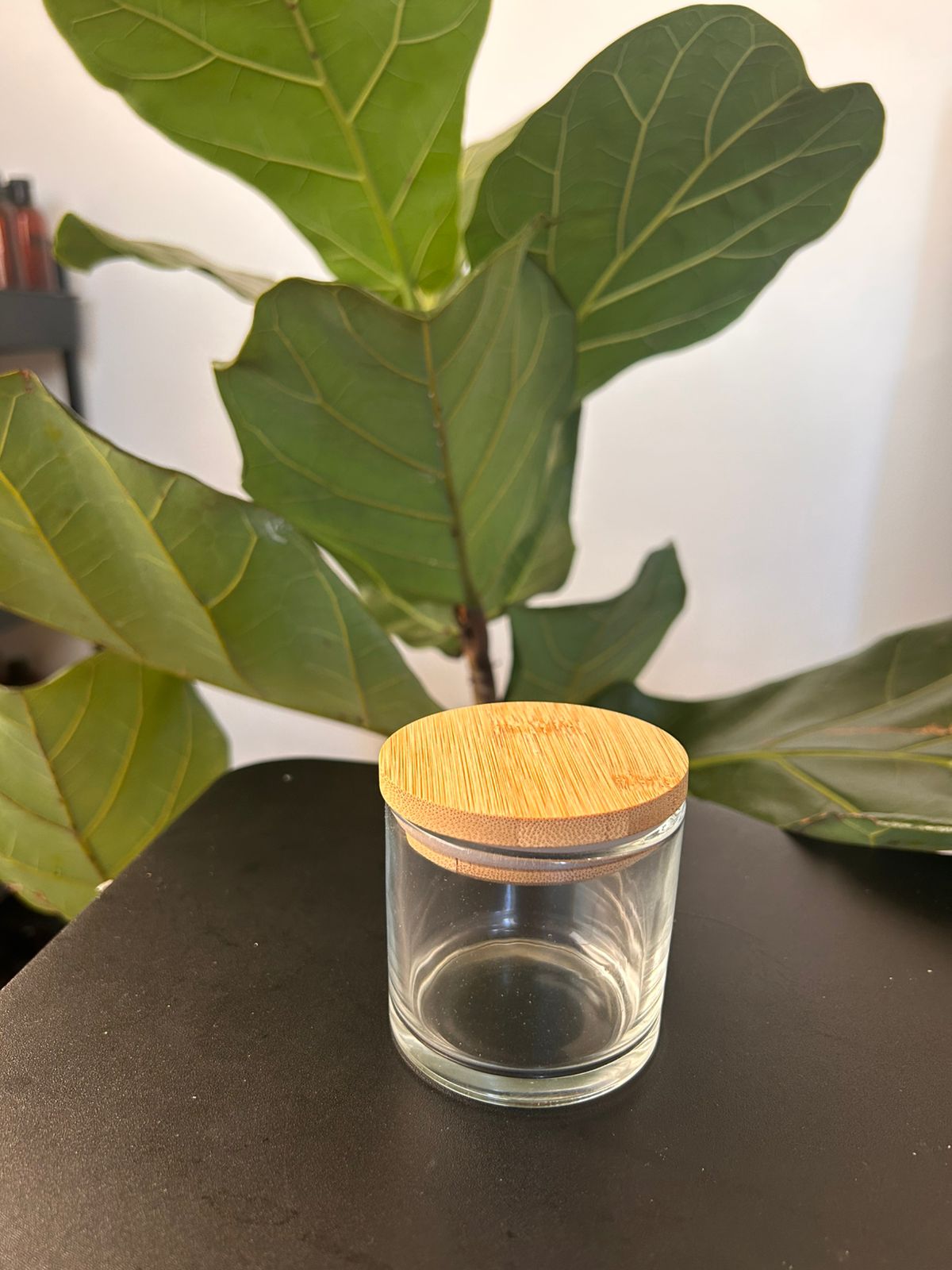 ENVASE DE CRISTAL CON TAPA DE MADERA DE 6oz