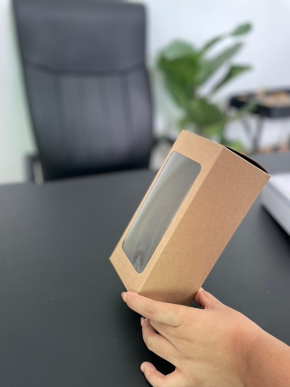 CAJAS KRAFTS CON TAPAS TRANSPARENTES